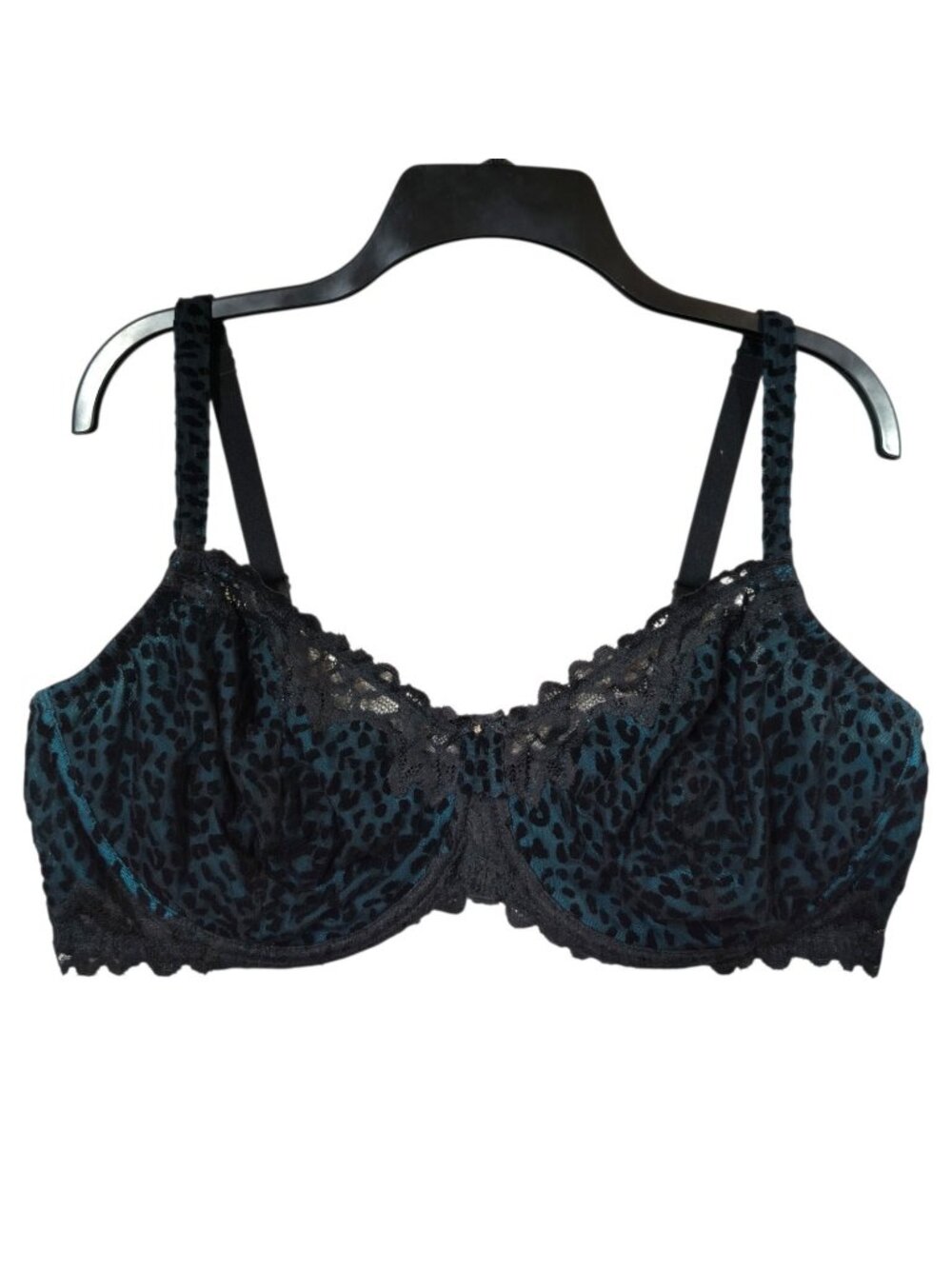 46C Bra Avenue Body Black Embroidered Mesh Lace Underwire Animal Print